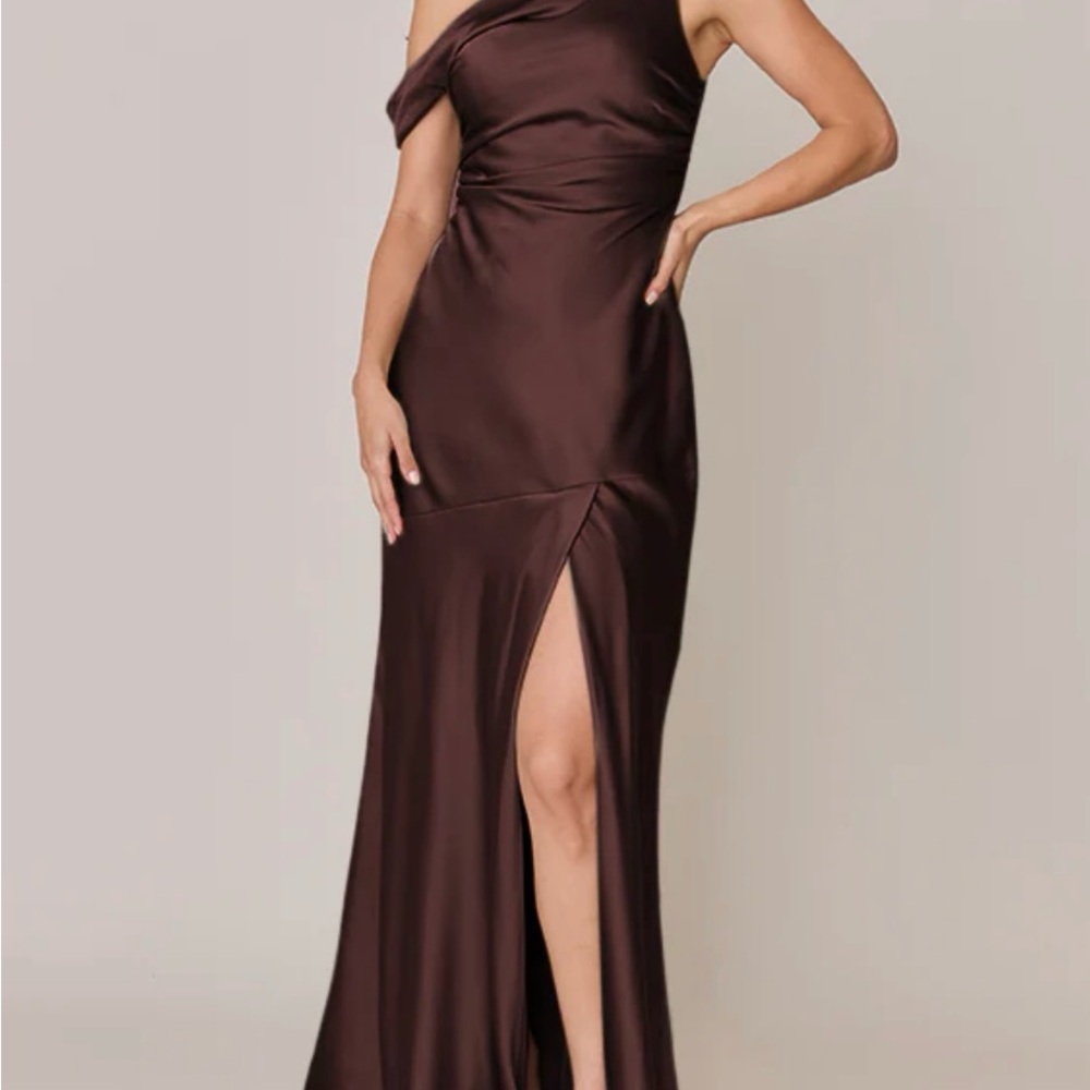 Revelry Chocolate One-Shoulder Gown
